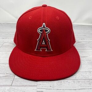Los Angeles Angels MLB New Era 59FIFTY‎ Fitted Hat Red Size 7 3/8